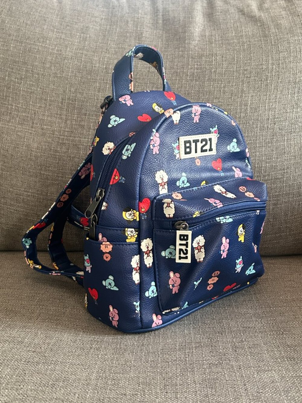 BT21 Blue Mini Backpack Faux Leather Cute Character Graphics K-Pop BTS Merch - Picture 2 of 14